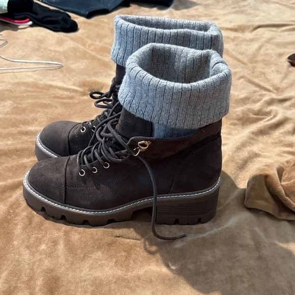 JustFab Brown Lace Up Boots - Picture 4 of 6